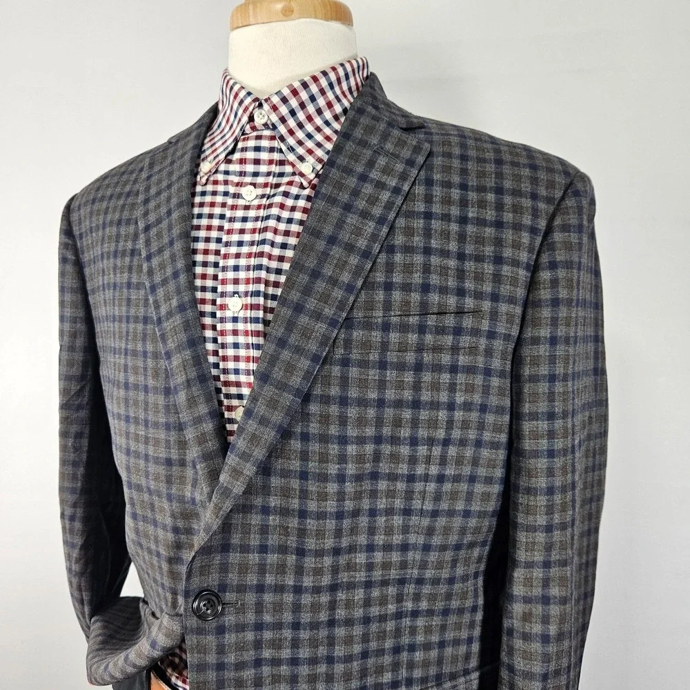 Daniel Hetcher Men's Sport Coat Blazer Two Button Checked Wool Multi-color 44S‎